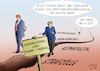 Cartoon: Demarkationslinie Trump Merkel (small) by Ago tagged donald,trump,usa,präsident,besuch,angela,merkel,kanzlerin,deutschland,eu,differenzen,kontroversen,streit,freihandel,strafzölle,nato,verteidigung,ausgaben,iran,sanktionen,klimapolitik,abkommen,nordkorea,südkorea,gipfeltreffen,kim,jong,un,moon,entspannung,verhandlungen,abrüstung,friedensgespräche,demarkationslinie,grenze,wirtschaft,politik,karikatur,cartoon,pressezeichnung,illustration,tale,agostino,natale