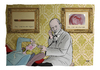 Cartoon: Dr. Freud und Mrs. Leid (small) by Ago tagged sigmund,freud,psychologie,psyche,seele,psychoanalyse,traumdeutung,symbole,patientin,75,todestag,couch,sofa,stethoskop,bilder,zigarre,rose,untersuchung,therapie,sitzung,karikatur,illustration