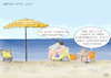 Cartoon: Neue Prioritäten (small) by Ago tagged wetter,kapriolen,sommer,hitze,april,klimawandel,umwelt,klimapolitik,paar,urlaub,strand,meer,swimmingpool,wärmepumpe,prioritäten,falsche,schlussfolgerungen,schönreden,politik,karikatur,cartoon,pressezeichnung,illustration,ago,agostino,natale