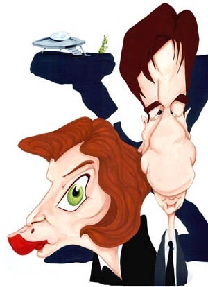 Cartoon: Mulder and Scully (medium) by Andyp57 tagged caricature,gouache
