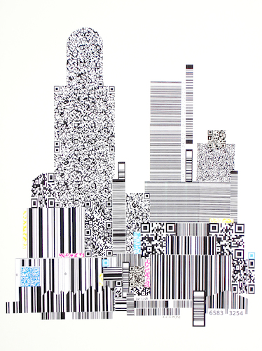 Cartoon: Barcode City (medium) by Rainer Schade tagged wirtschaft,neue,medien,wirtschaft,neue,medien