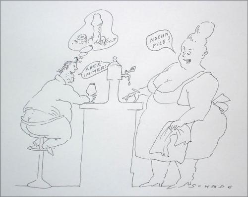 Cartoon: Nochn Pils (medium) by Rainer Schade tagged man,woman,couple,beer