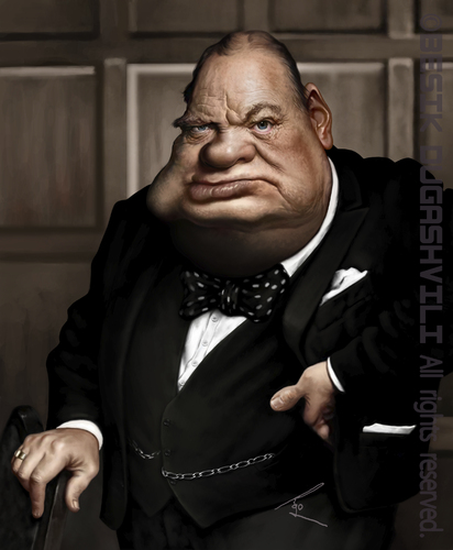 Cartoon: Winston Cherchill (medium) by besikdug tagged winston,cherchill,besikdug,caricature,best