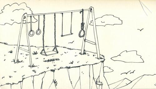 Cartoon: Hanging (medium) by freekhand tagged amusement,park,slide,gallows,,schaukel,spielplatz,spielen,kind,kindheit,kinder,spaß,strick,stange,turnen,multifunktional,galgen,tod,hängen,erhängen