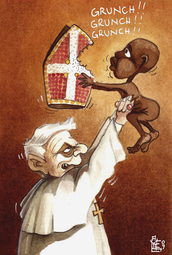 Cartoon: hunger (medium) by matteo bertelli tagged hunger,bertelli,pope,ratzinger,papst,religion,kirche,katholische,katholisch,ratzinger,hunger,welthunger,dritte welt,afrika,glaube,dritte,welt