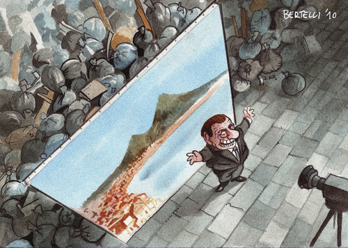 Cartoon: the italian miracle (medium) by matteo bertelli tagged miracle,italy,naples,garbage,bertelli,berlusconi,italien,silvio berlusconi,politiker,karikatur,karikaturen,silvio,berlusconi