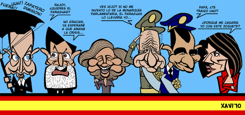 Cartoon: Dia de la hispanidad 2010 (medium) by Xavi dibuixant tagged spain,zapatero,rajoy,caricatura,caricature,cartoon,spanien,politiker
