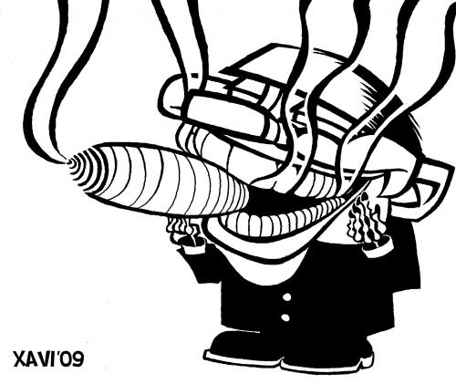 Cartoon: G8 fumes - Berlusconi (medium) by Xavi dibuixant tagged berlusconi,caricature,silvio,italia,g8