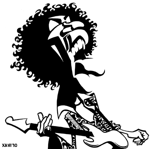 Cartoon: Jimi Hendrix (medium) by Xavi Caricatura tagged hendrix,jimi,caricature,cartoon,caricatura,dibujo,drawing,rock,guitar,jimi hendrix,musiker,musik,karikatur,karikaturen,jimi,hendrix