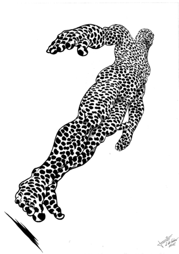 Cartoon: Spots (medium) by Xavi dibuixant tagged anatomy,body,spots,körper,anatomie,mensch,mann,punkte,leopard,held,biologie,körperbau,sportlich,actionheld,fiktion,schweben,flecken,muskeln,studie