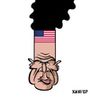 Cartoon: Bush fumes (small) by Xavi Caricatura tagged george,bush,usa,politics,kioto,washington