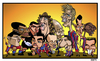 Cartoon: FC Barcelona 2011 (small) by Xavi dibuixant tagged fcb fc barcelona 2011 victor valdes abidal puyol pique alves xavi iniesta busquets messi pedro villa caricatura caricature cartoon