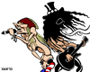 Cartoon: Guns N Roses (small) by Xavi Caricatura tagged guns,roses,axl,rose,slash,rock,music,band