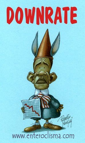 Cartoon: DownRate (medium) by Roberto Mangosi tagged obama,usa,crisis,economy