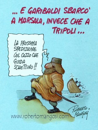 Cartoon: Marsala (medium) by Roberto Mangosi tagged garibaldi,shipwreck,marsala,mille,spedizione