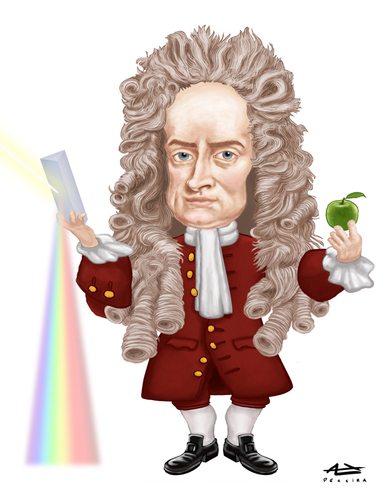 Cartoon: Isaac Newton (medium) by Alex Pereira tagged science,physics