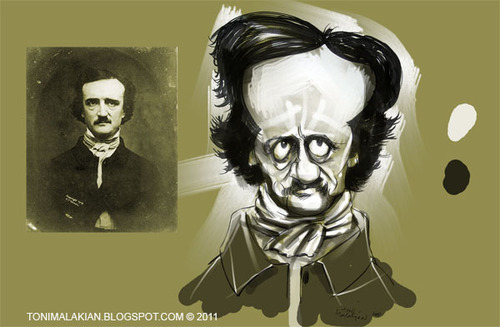 Cartoon: Edgar Allan Poe (medium) by Toni Malakian tagged edgar,allan,poe,karikatur,caricature,tonimalakian