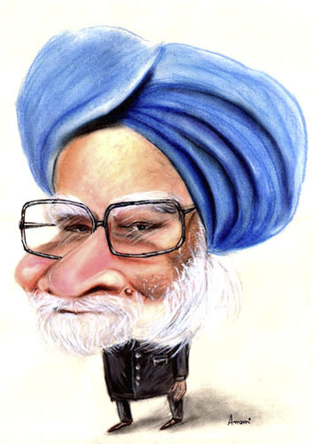 Cartoon: Manmohan Singh (medium) by Amauri Alves tagged acrylic,paint,chalks