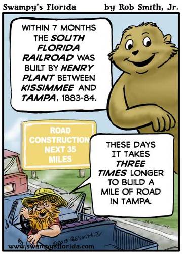 Cartoon: Swampys Florida Cartoon (medium) by RobSmithJr tagged florida,history,tourism,webcomic,tourist,car,auto,gas,gasoline,train,rail,rr,railroad,railway