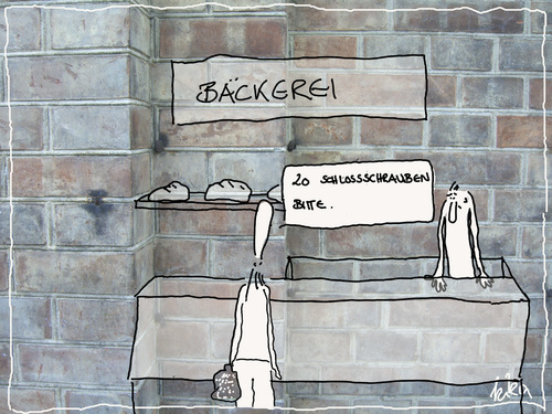 Cartoon: 20 schlossschrauben bitte (medium) by kika tagged bäcker
