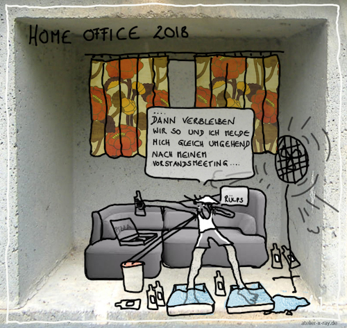 Cartoon: Homeoffice (medium) by kika tagged homeoffice,büro,vorstand,hitzefrei,sommer,ventilator,klimawandel