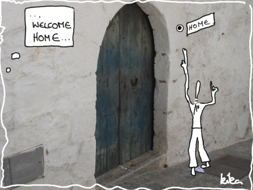 Cartoon: welcome home (medium) by kika tagged welcome,home