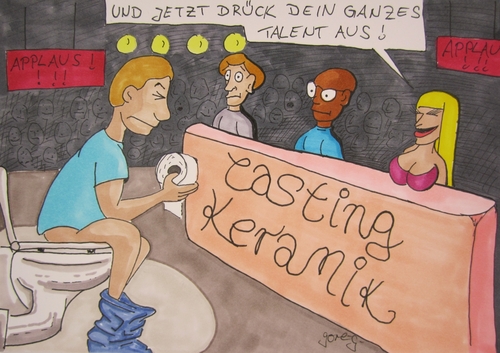 Cartoon: Casting Keramik (medium) by gore-g tagged casting,fernsehen,tv,klo