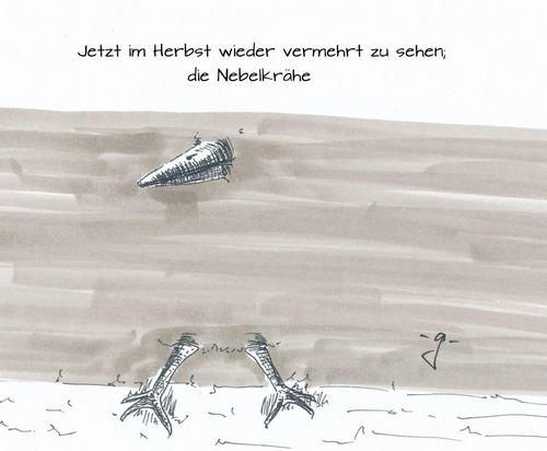 Cartoon: Nebelkrähe (medium) by gore-g tagged herbst,nebel,krähe