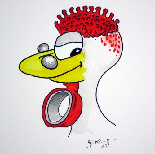 Cartoon: Szenegockel (medium) by gore-g tagged hahn,gockel,szene,berlin,huhn