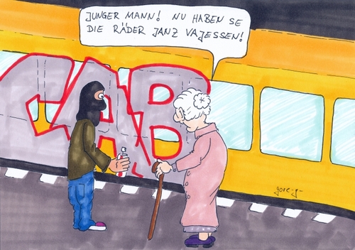 Cartoon: U Bahn (medium) by gore-g tagged bahn,graffiti,omi,oma