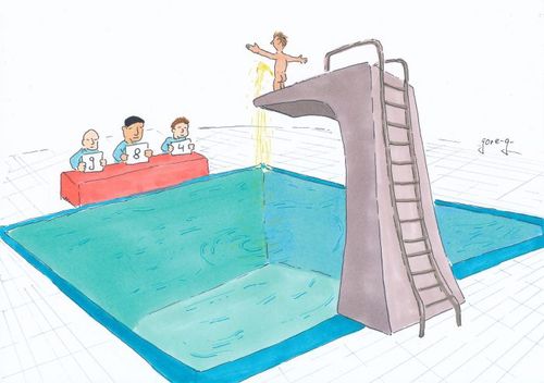 Cartoon: Wassersport (medium) by gore-g tagged wasser,sommer,schwimmbecken,turmspringen,pinkeln