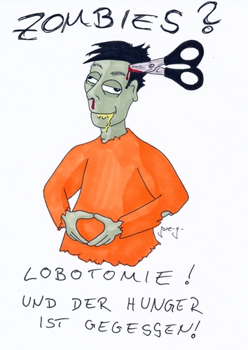 Cartoon: Zombie Apocalypse (medium) by gore-g tagged zombie,zombies,lobotomie,schere,raute,hunger