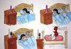 Cartoon: Bettgeschichten (small) by gore-g tagged bettgeschichten,bett,mann,frau,vibrator,batterien,teddy,kind,kinderbett