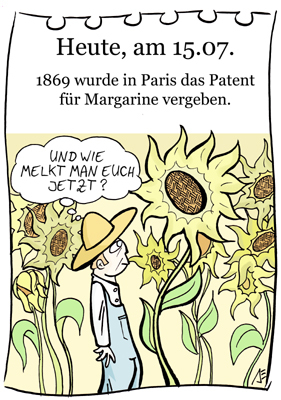 Cartoon: 15. Juli (medium) by chronicartoons tagged margarine,butter,brotaufstrich,sonnenblume,cartoon