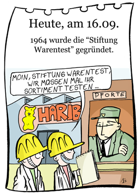 Cartoon: 16. September (medium) by chronicartoons tagged stiftung,warentest,gummibärchen,haribo,cartoon