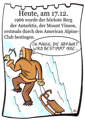 Cartoon: 17. Dezember (medium) by chronicartoons tagged bergsteiger,mount,vinson,berg,cartoon,arktis