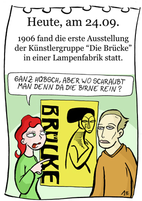 Cartoon: 24. September (medium) by chronicartoons tagged brücke,heckel,kirchner,lampe,kunst,künstlergruppe,expressionismus,cartoon