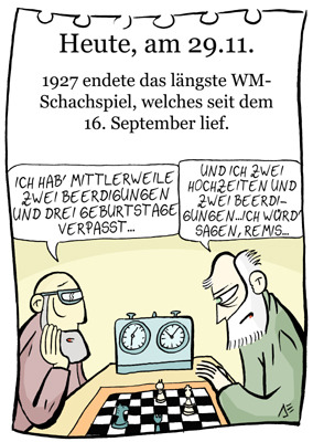 Cartoon: 29. November (medium) by chronicartoons tagged schach,remis,wm,cartoon