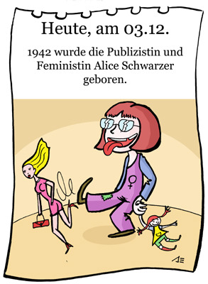 Cartoon: 3. Dezember (medium) by chronicartoons tagged publizistin,feministin,alice,schwarzer