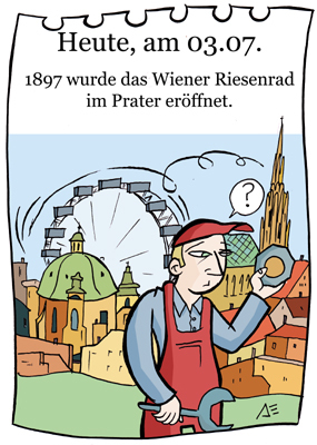 Cartoon: 3. Juli (medium) by chronicartoons tagged wien,prater,riesenrad,cartoon