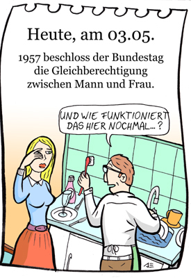 Cartoon: 3. Mai (medium) by chronicartoons tagged mann,frau,gleichberechtigung,cartoon