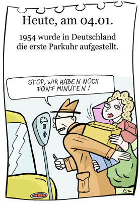 Cartoon: 4. Januar (medium) by chronicartoons tagged parkuhr,parkn,cartoon