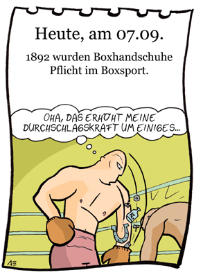 Cartoon: 7. September (medium) by chronicartoons tagged boxen,boxkampf,boxhandschuhe,boxer,cartoon