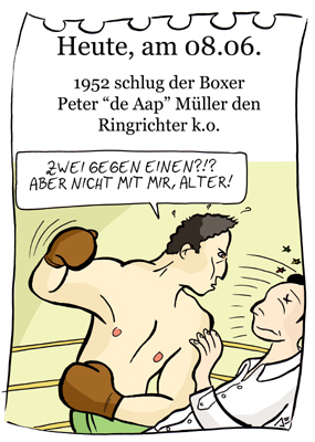 Cartoon: 8. Jun (medium) by chronicartoons tagged boxen,boxkampf,aap,ringrichter,ko,cartoon