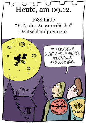 Cartoon: 9. Dezember (medium) by chronicartoons tagged et,evil,knievil,moped,cartoon