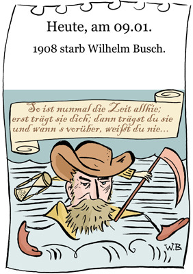 Cartoon: 9. Januar (medium) by chronicartoons tagged wilhelm,busch,max,moritz,zeichner,fromme,helene,todestag,cartoon