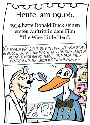 Cartoon: 9. Juni (medium) by chronicartoons tagged donald,duck,disney,toon,zeichentrick,entenhausen,schönheitsoperaion