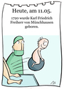 Cartoon: 11.Mai (small) by chronicartoons tagged baron münchhausen kanonenkugel geburtstag lügen cartoon