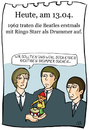 Cartoon: 13. April (small) by chronicartoons tagged john,paul,george,ringo,beat,beatles,musik,schlagzeug,drums,cartoon