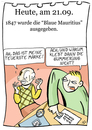 Cartoon: 21. September (small) by chronicartoons tagged blaue,mauritius,stamps,briefmarke,philatelie,post,cartoon